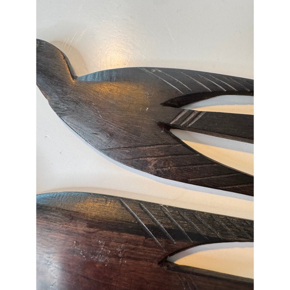 VTG Hand Carved Ebony Wood Swallow Bird Hair Combs African Folk Art Set of 3 - Picture 9 of 11